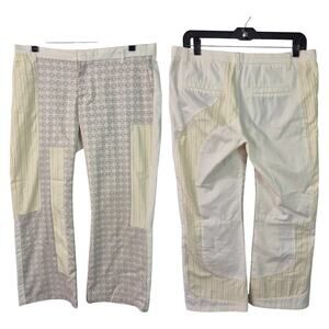 Custo Barcelona Cream Gold Yellow Patchwork Vintage Pants Trousers 8 US 32